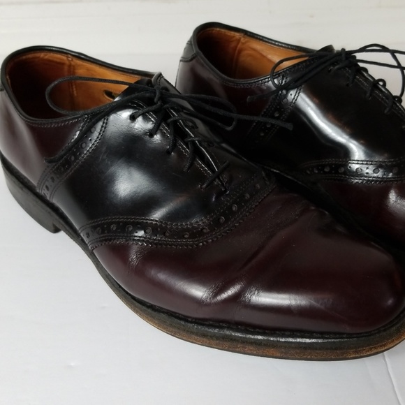 cordovan and black saddle shoes
